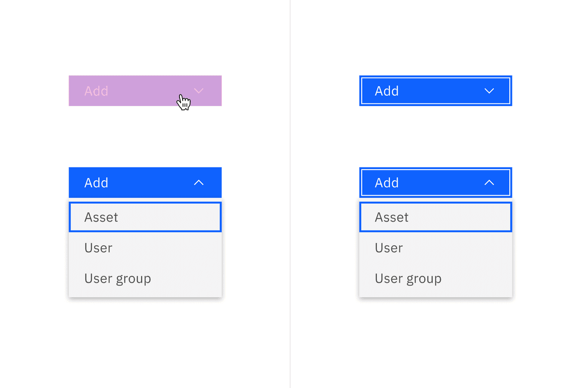 Menu button interactions Menu button interactions