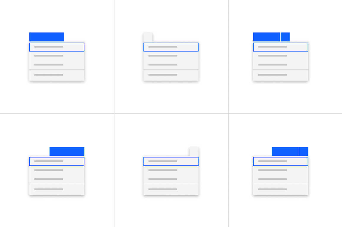 Menu default alignments Menu default alignments
