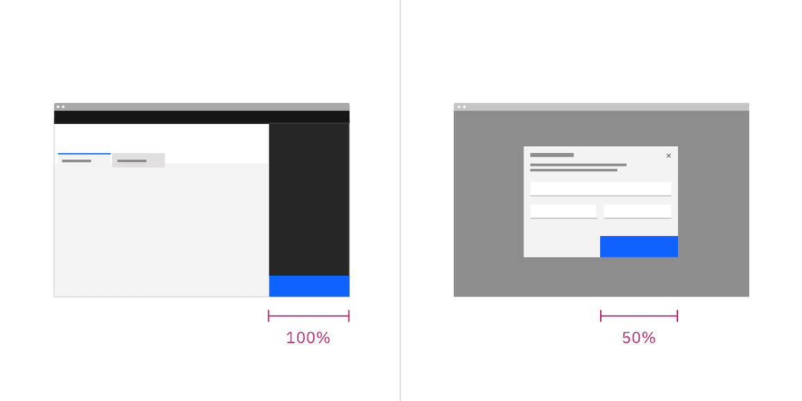 Layout examples of fluid buttons