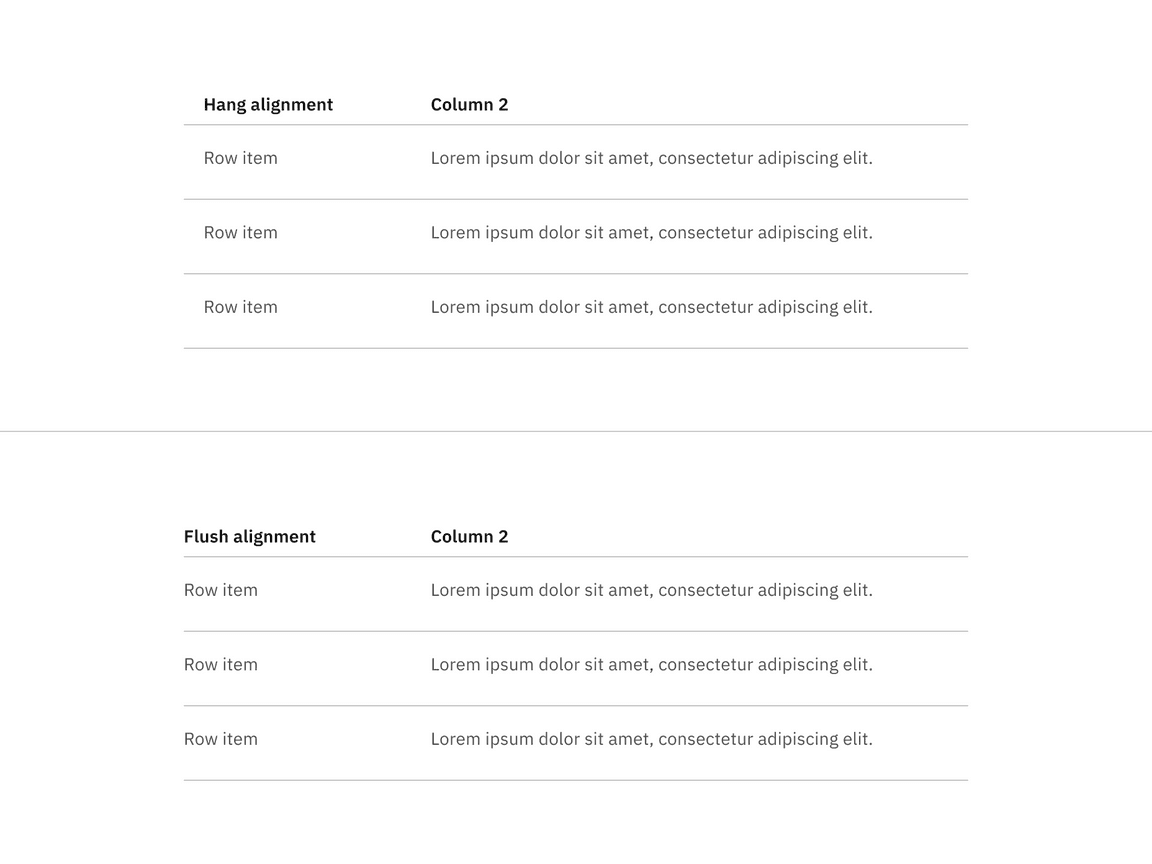 data table alignment