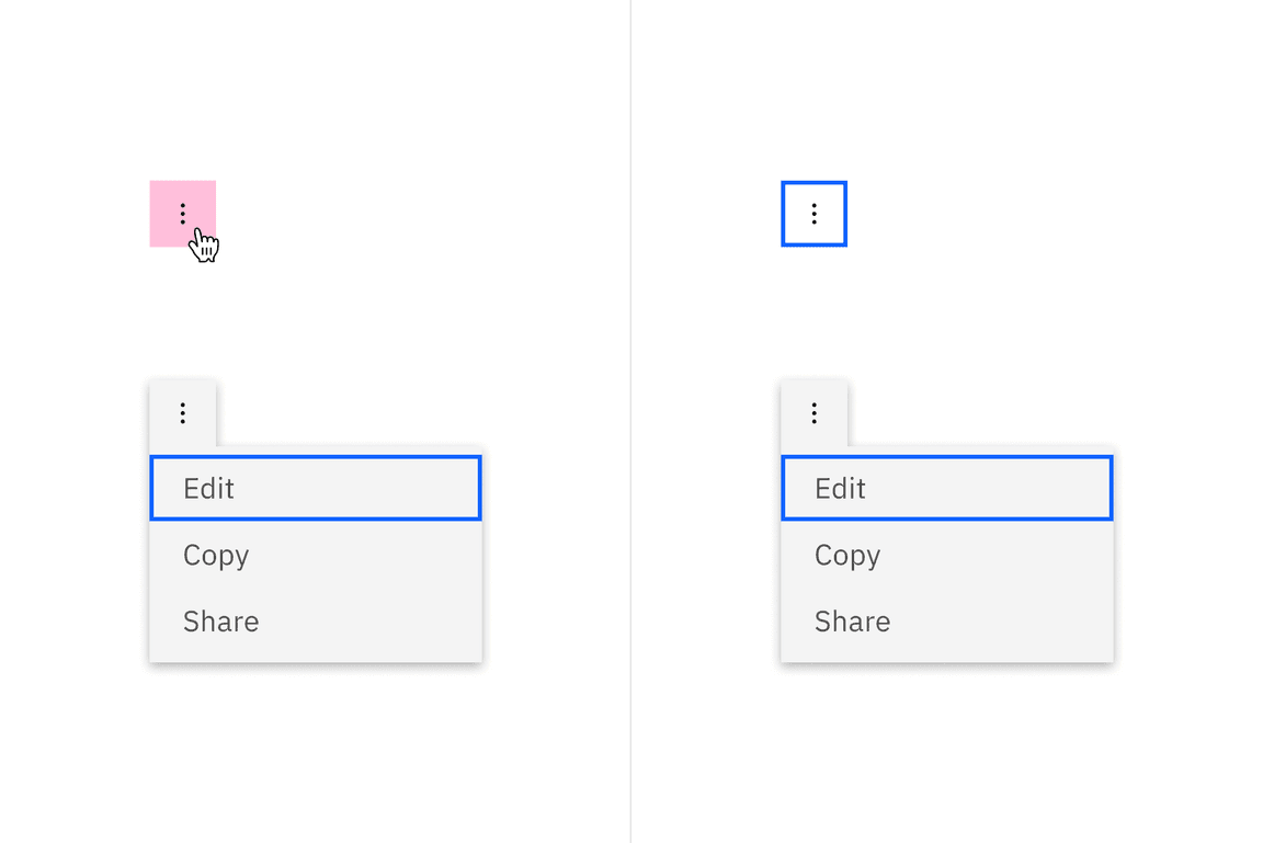 Overflow menu mouse and keyboard interactions Overflow menu mouse and keyboard interactions
