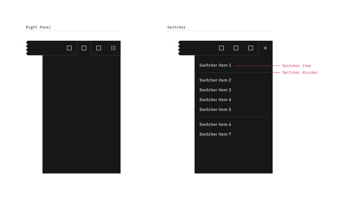 Header panel and switcher. Header panel and switcher.