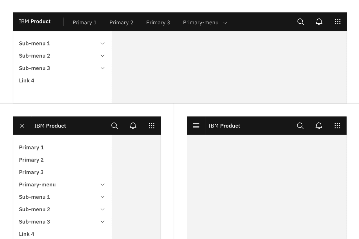 An example of the header responding to different screen sizes. An example of the header responding to different screen sizes.