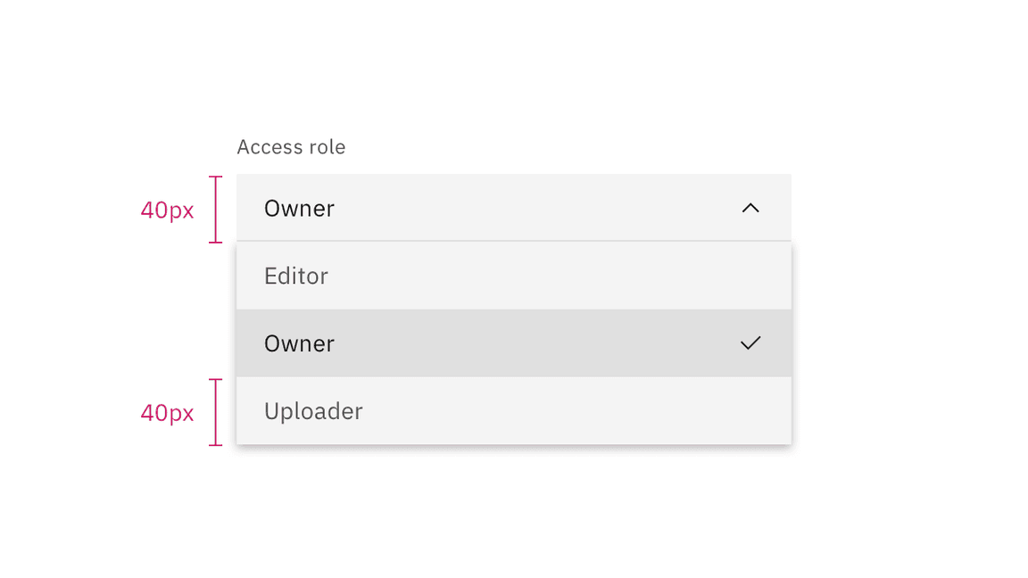 Dropdown field and option size relationship