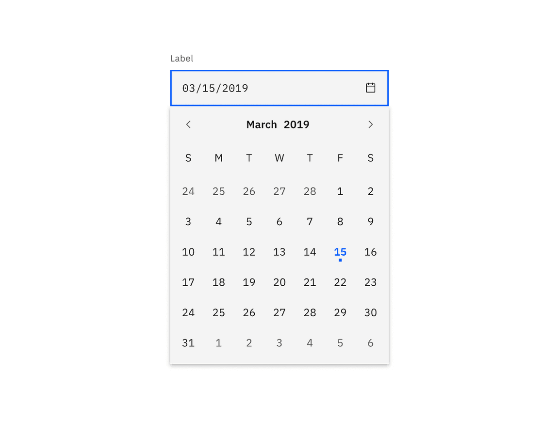 Date picker calendar color example