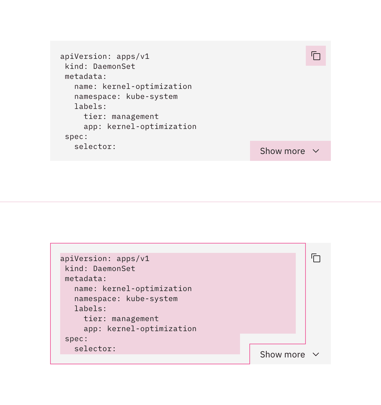 Code snippet – Carbon Design System
