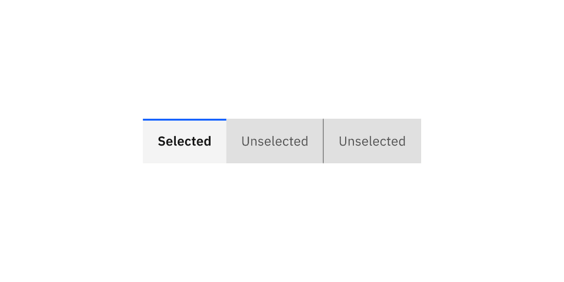 Examples of selected and unselected contained tabs.