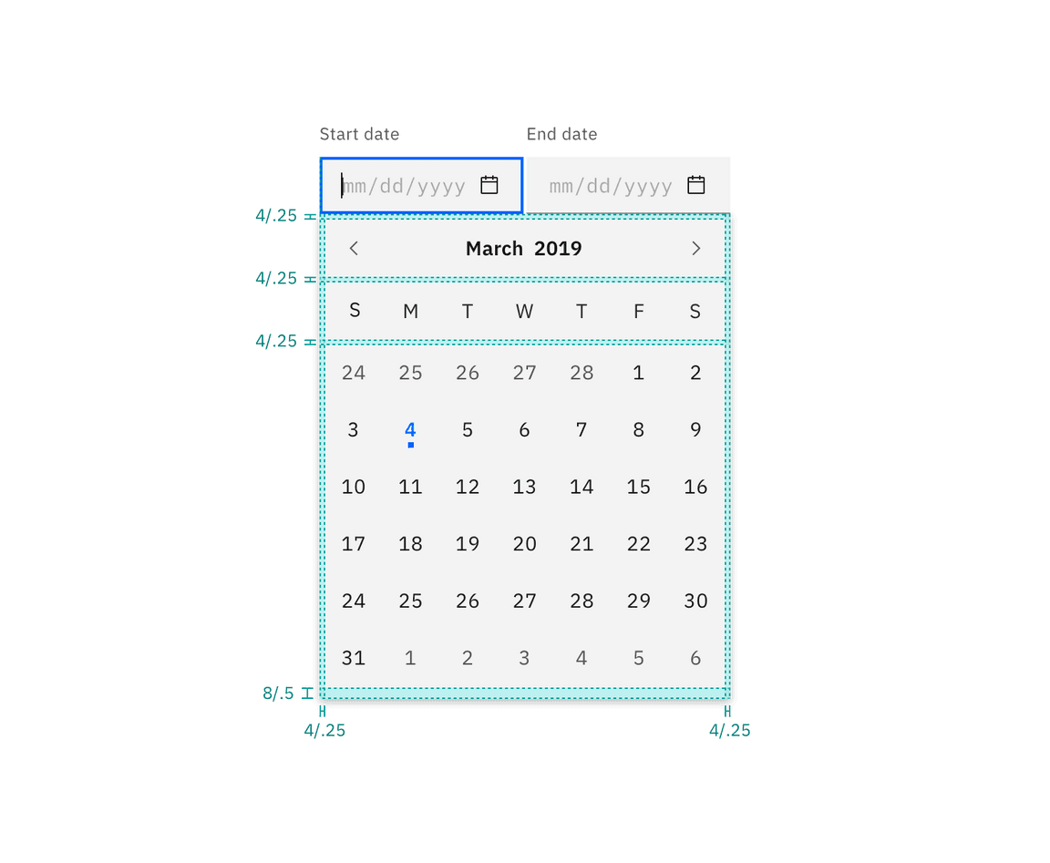 Spacing for date picker