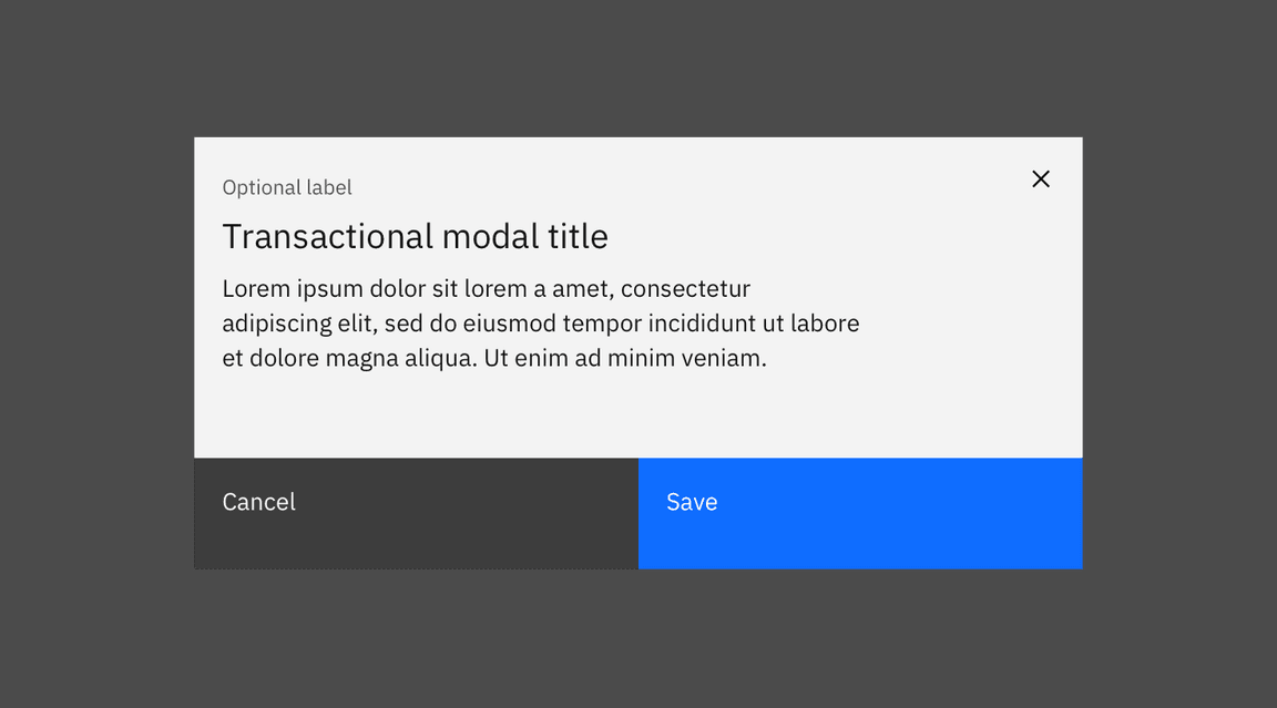 Example of cancel in a modal Example of cancel in a modal