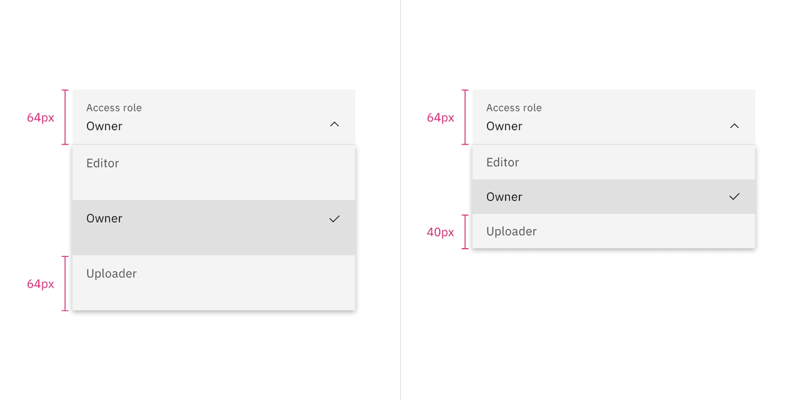 Dropdown sizes in the fluid style