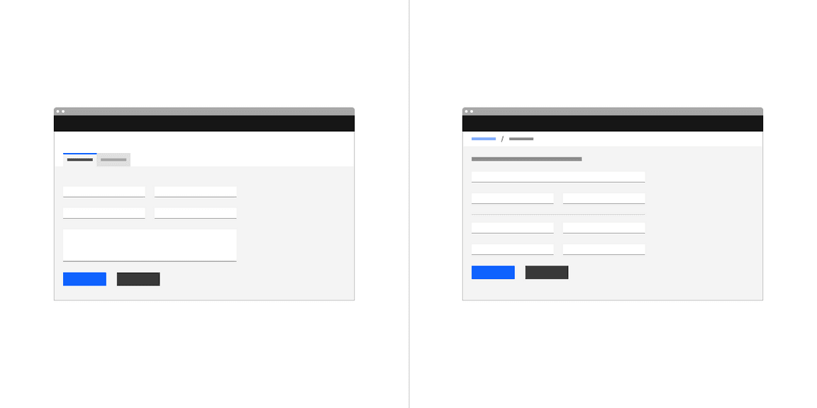 Examples of form with a left-aligned primary button