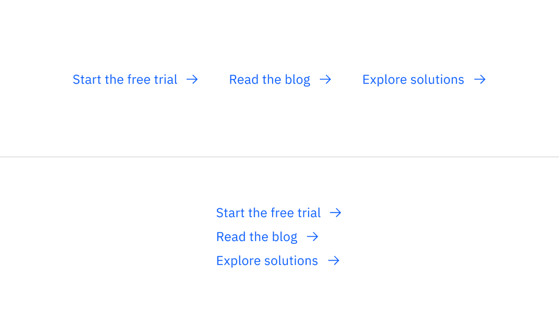 Example shows horizontal and vertical grouping of links