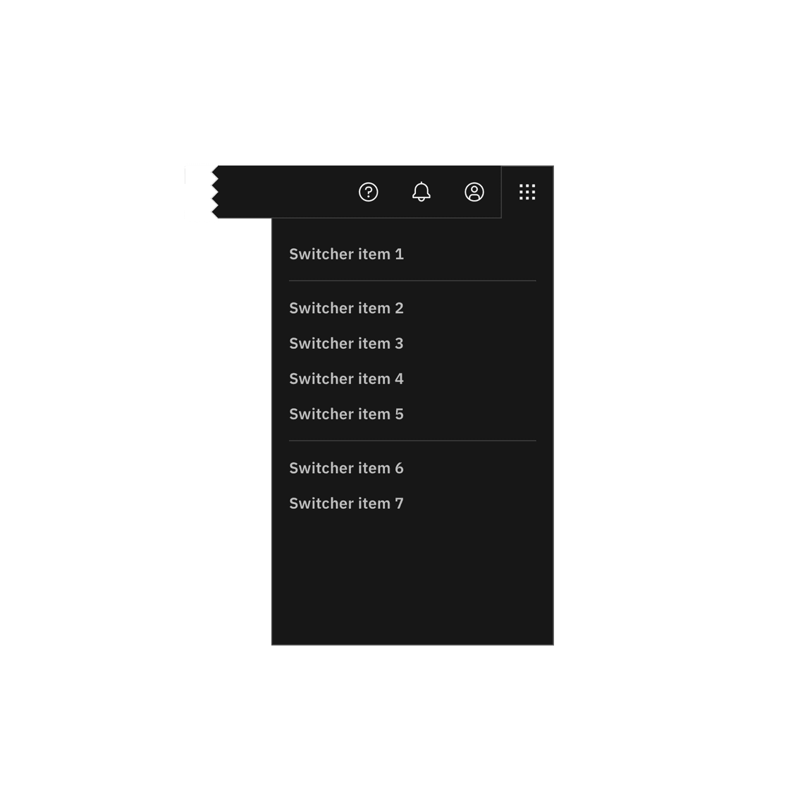 Example of the switcher icon being used correctly. Example of the switcher icon being used correctly.