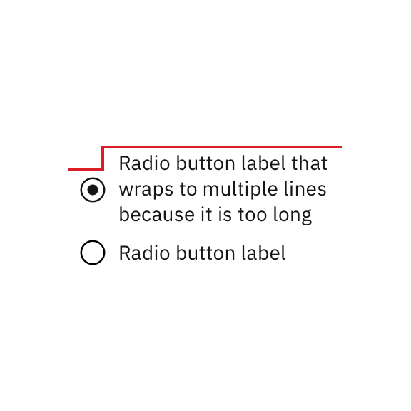 Do not vertically center wrapped text with the radio button. Do not vertically center wrapped text with the radio button.