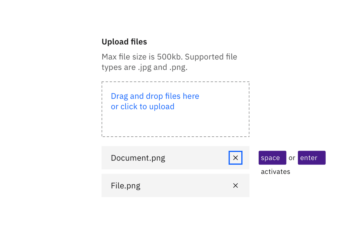File uploader with two files attached