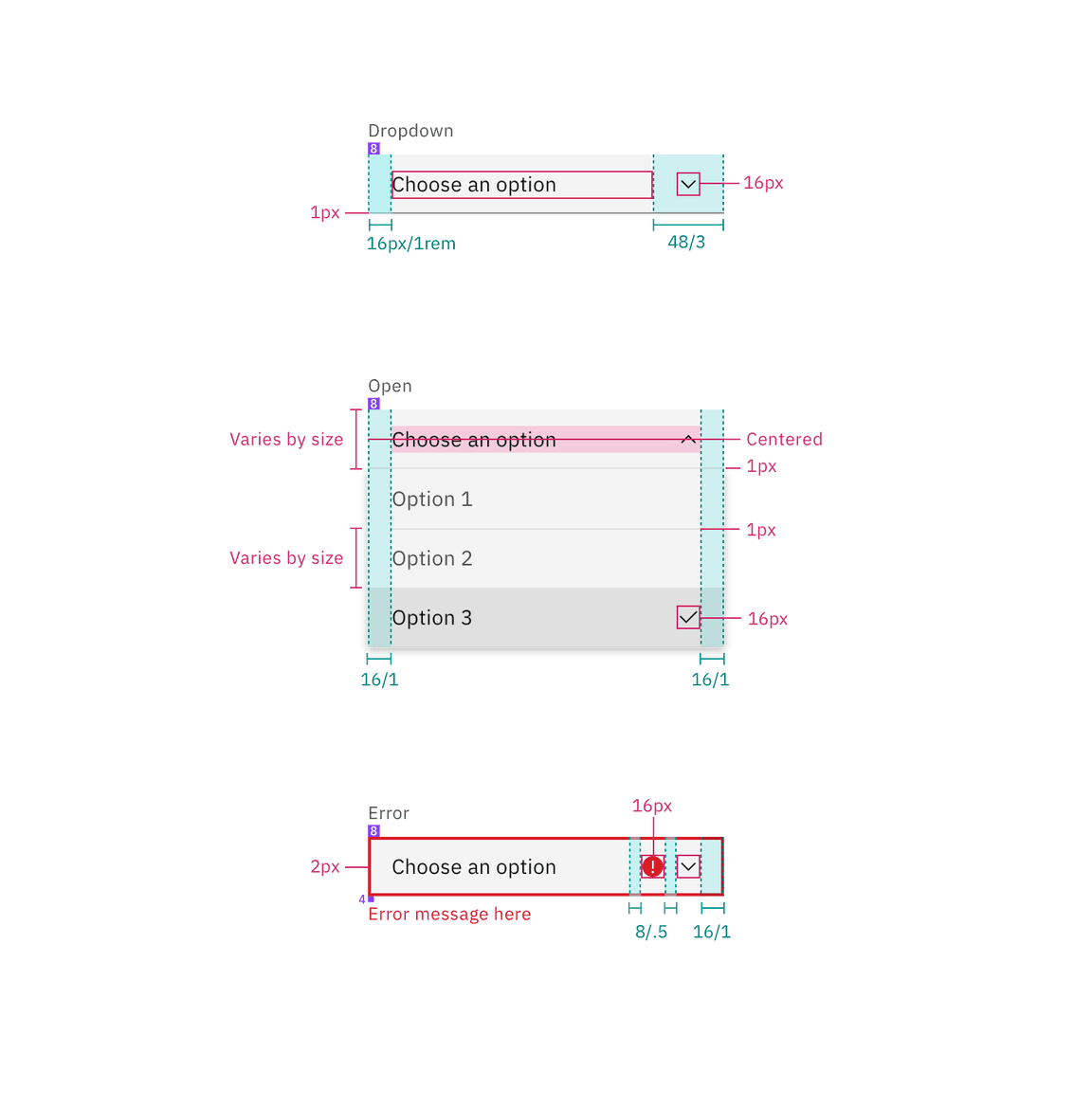 Structure and spacing for a default dropdown