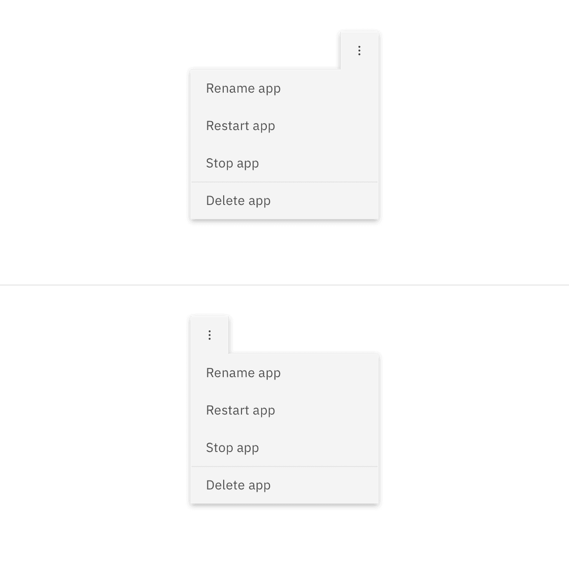 Overflow menu alignments