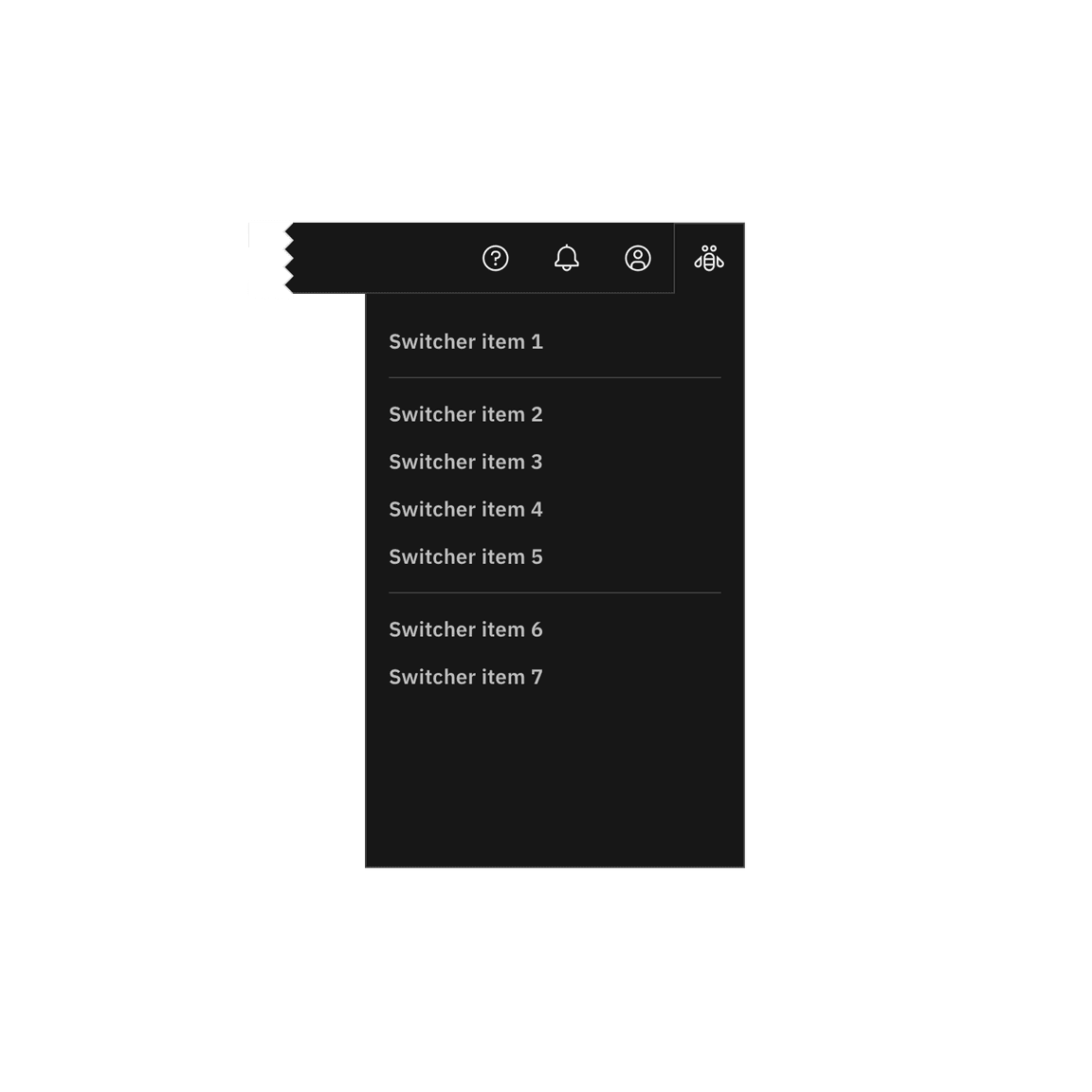 The switcher not using the switcher icon. The switcher not using the switcher icon.