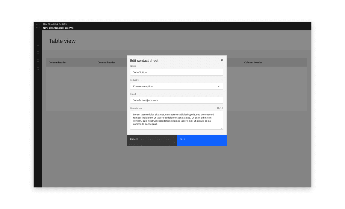 Contextual image of an edit modal Contextual image of an edit modal