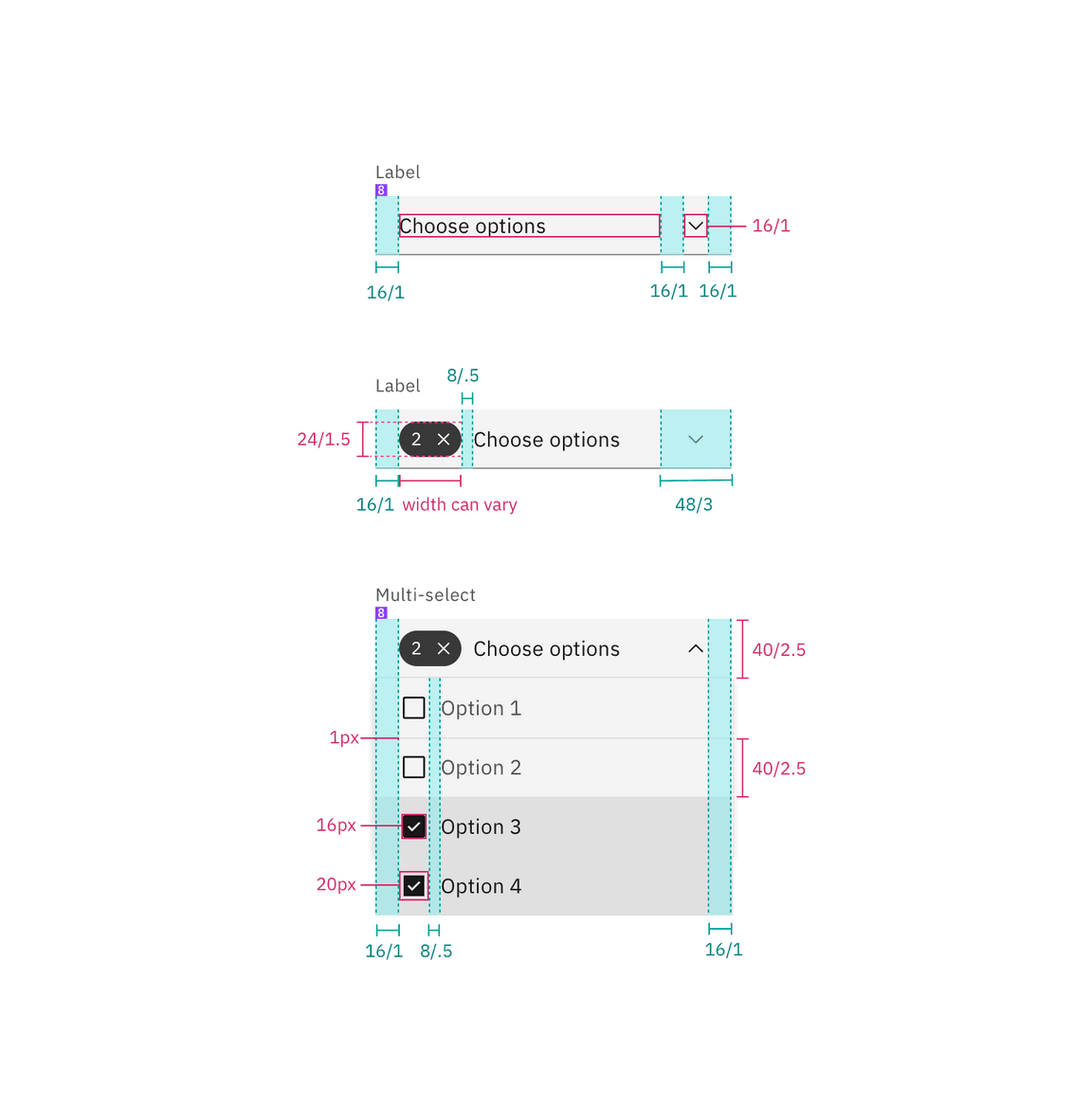 Structure and spacing for a multiselect dropdown