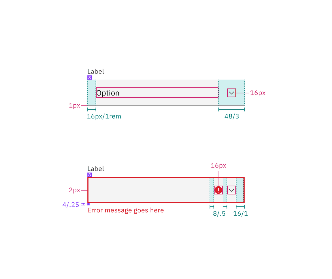 Structure and spacing measurements for default select