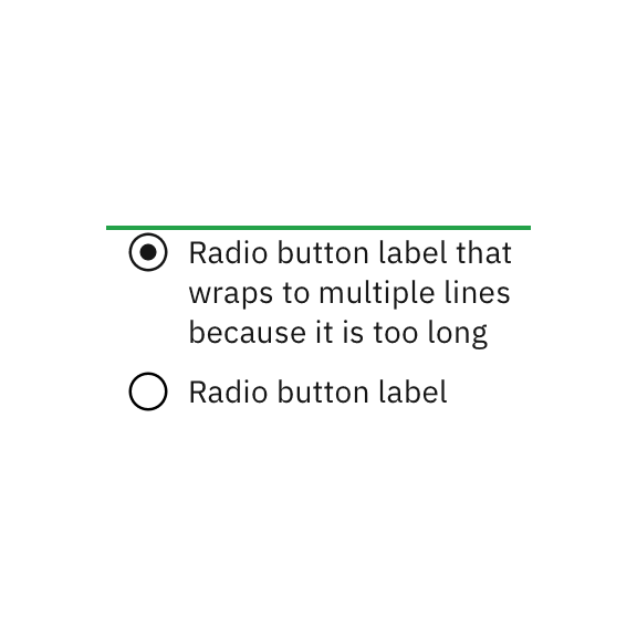 Do let text wrap beneath the radio button so the control and label are top aligned. Do let text wrap beneath the radio button so the control and label are top aligned.