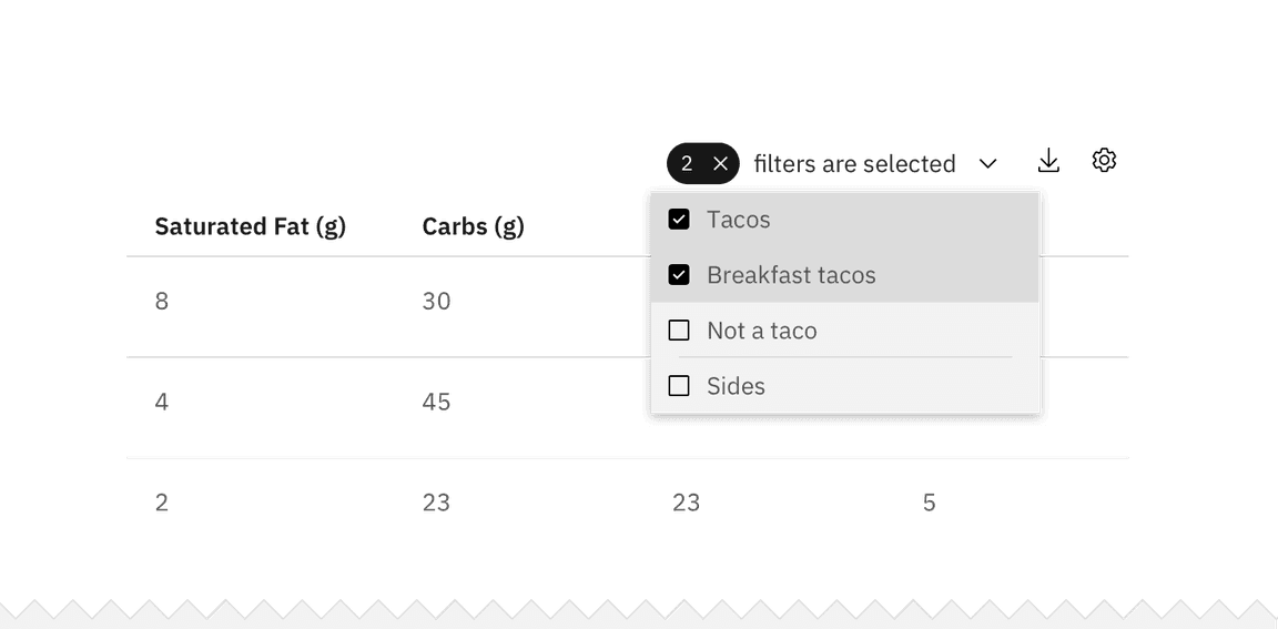 Example of a milti-selection filter in a checkbox set Example of a milti-selection filter in a checkbox set