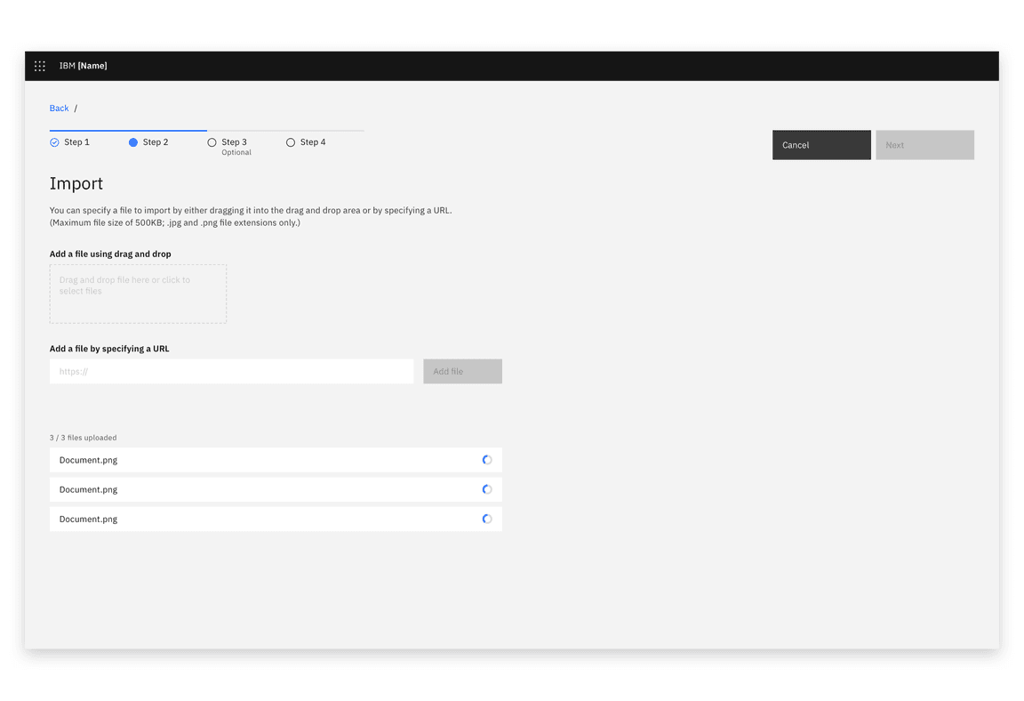 Example of files loading into the import dialog Example of files loading into the import dialog