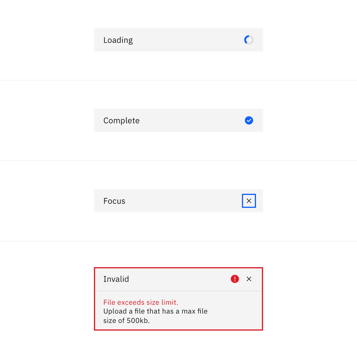 Examples of file loader file states Examples of file loader file states