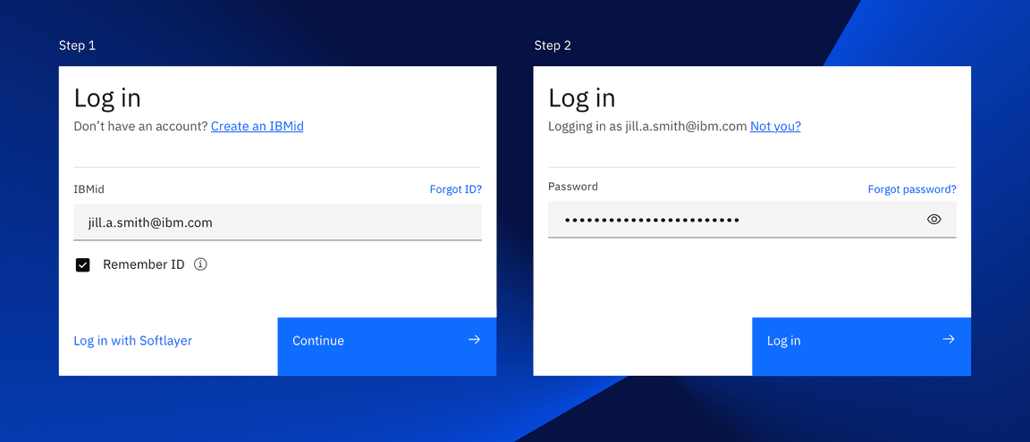 Example of a log in flow using the default text input components