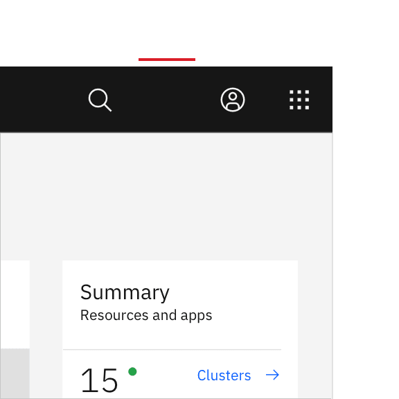 Example of the header icons with a gap between the account and help icons. Example of the header icons with a gap between the account and help icons.