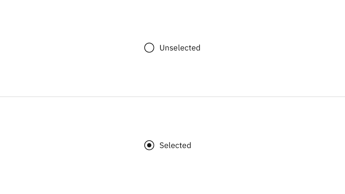Examples of unselected and selected radio buttons