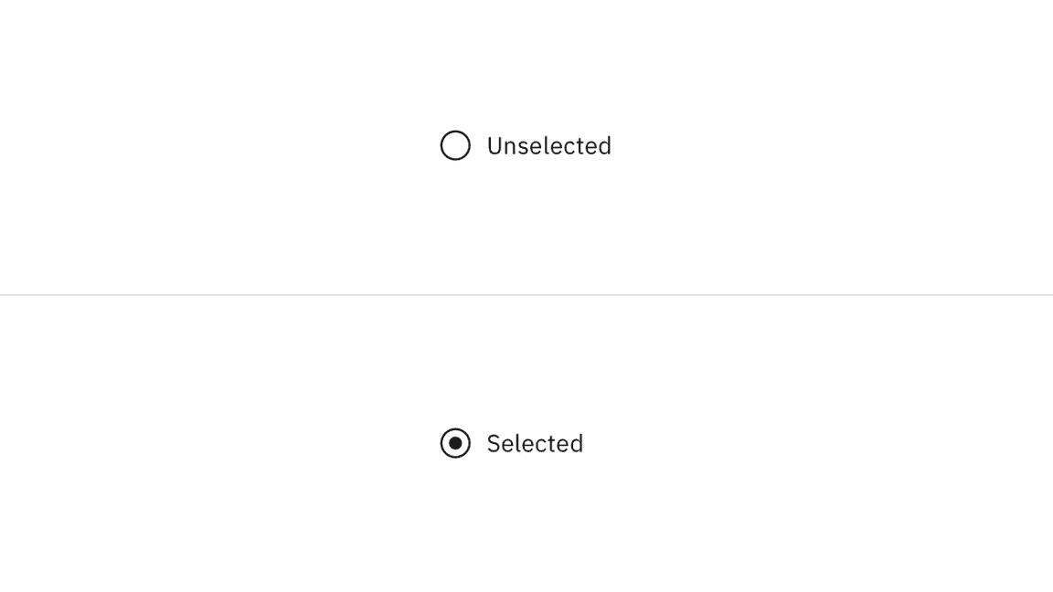 Examples of unselected and selected radio buttons Examples of unselected and selected radio buttons