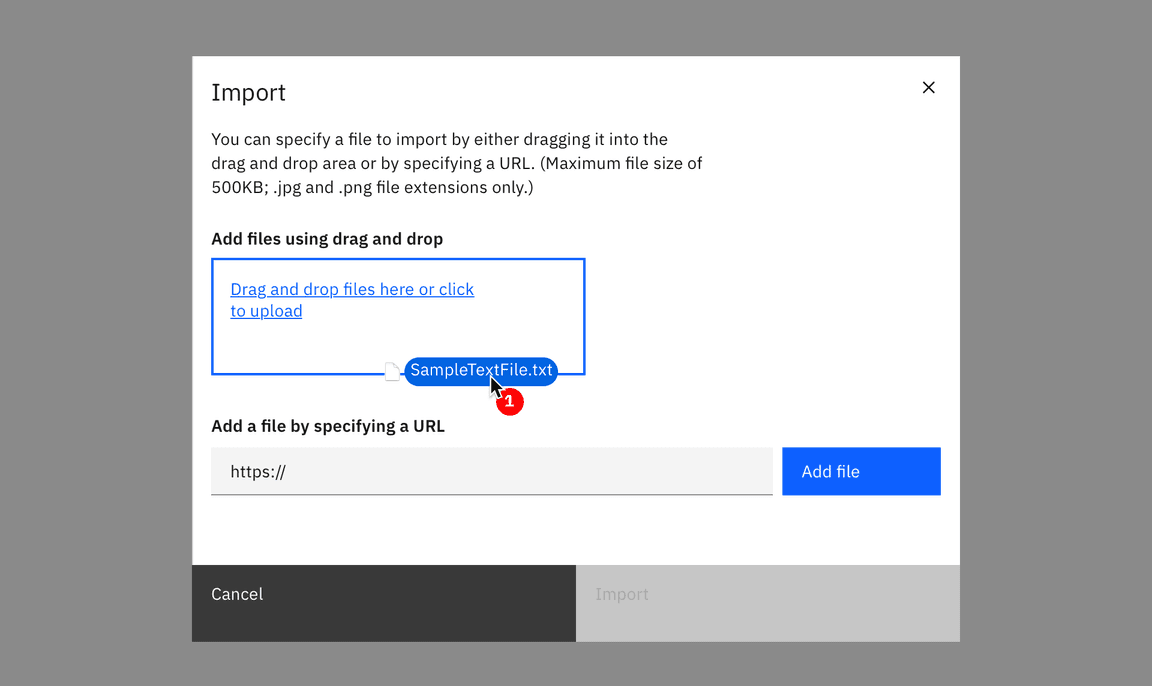 Example of drag and drop file import Example of drag and drop file import