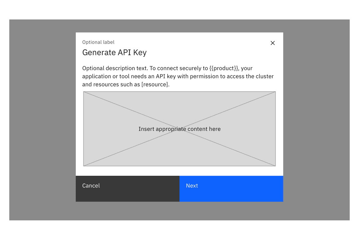 Many components can be implemented in the modal content space.